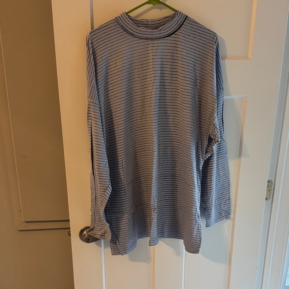 We The Free Striped Gray Long Sleeve Tee